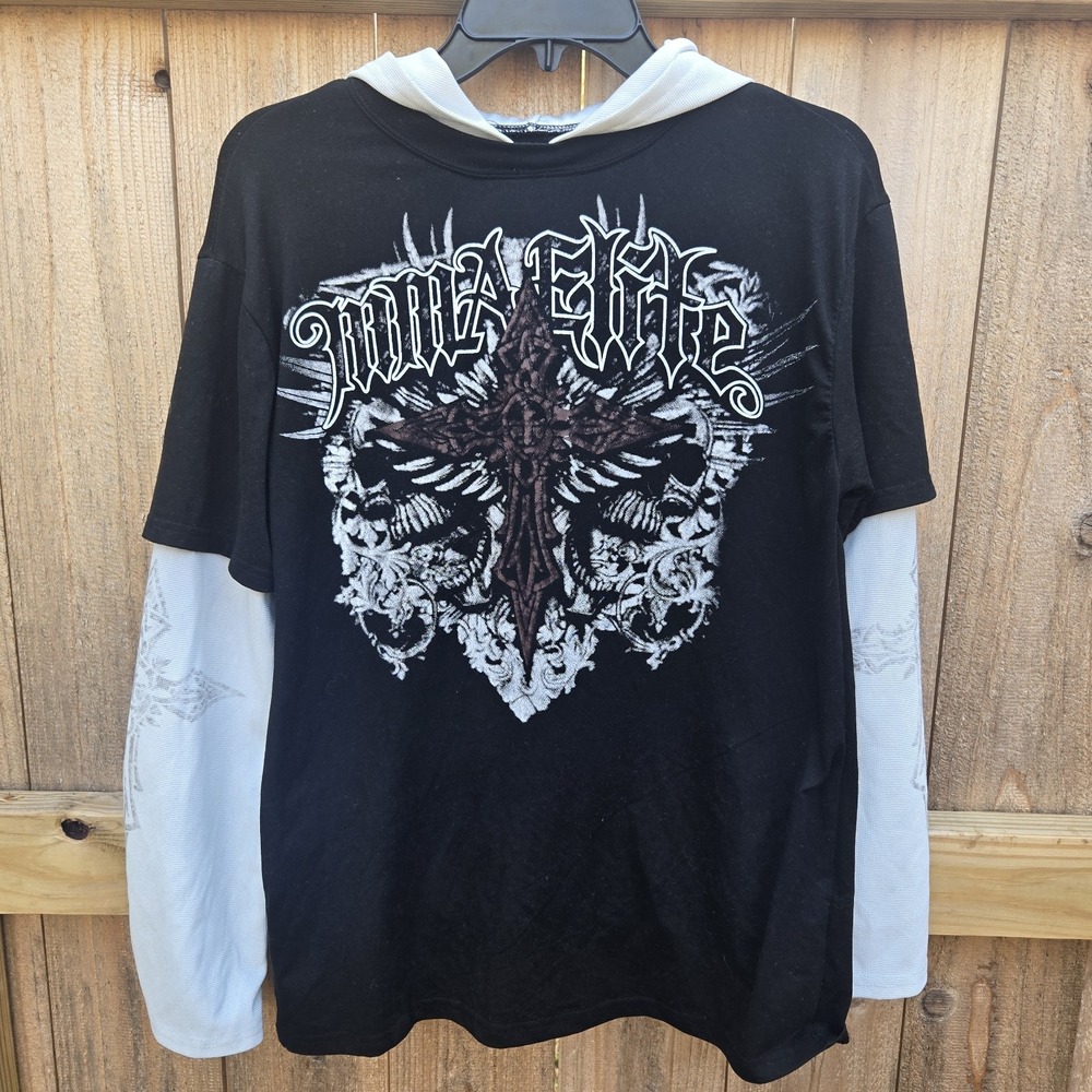 Vintage Y2K MMA Elite Long Sleeve Layered T Shirt XS Black